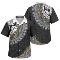 Fiji Hibiscus Family Matching Tank Maxi Dress and Hawaiian Shirt Tapa Masi Motifs with Tropical Plants