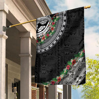 Fiji Hibiscus Garden Flag Tapa Masi Motifs with Tropical Plants