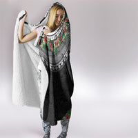 Fiji Hibiscus Hooded Blanket Tapa Masi Motifs with Tropical Plants