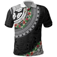 Fiji Hibiscus Polo Shirt Tapa Masi Motifs with Tropical Plants