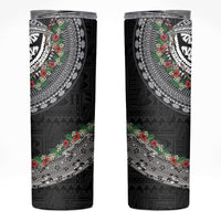 Fiji Hibiscus Skinny Tumbler Tapa Masi Motifs with Tropical Plants