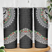 Fiji Hibiscus Skinny Tumbler Tapa Masi Motifs with Tropical Plants