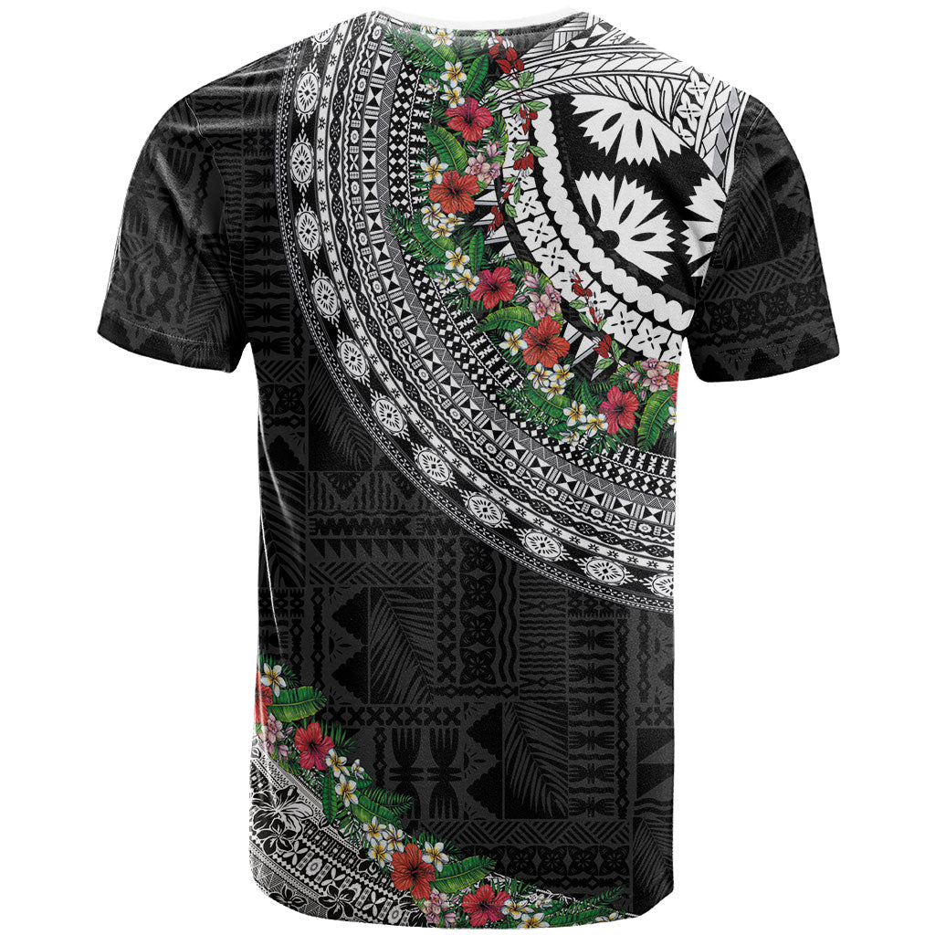 Fiji Hibiscus T Shirt Tapa Masi Motifs with Tropical Plants