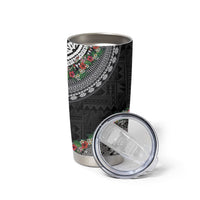 Fiji Hibiscus Tumbler Cup Tapa Masi Motifs with Tropical Plants