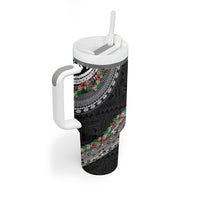 Fiji Hibiscus Tumbler With Handle Tapa Masi Motifs with Tropical Plants