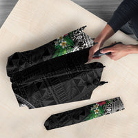 Fiji Hibiscus Umbrella Tapa Masi Motifs with Tropical Plants