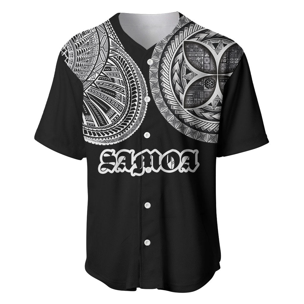 Samoa Traditional Tattoo Baseball Jersey Tribal Tatau Pattern LT03 Black - Polynesian Pride