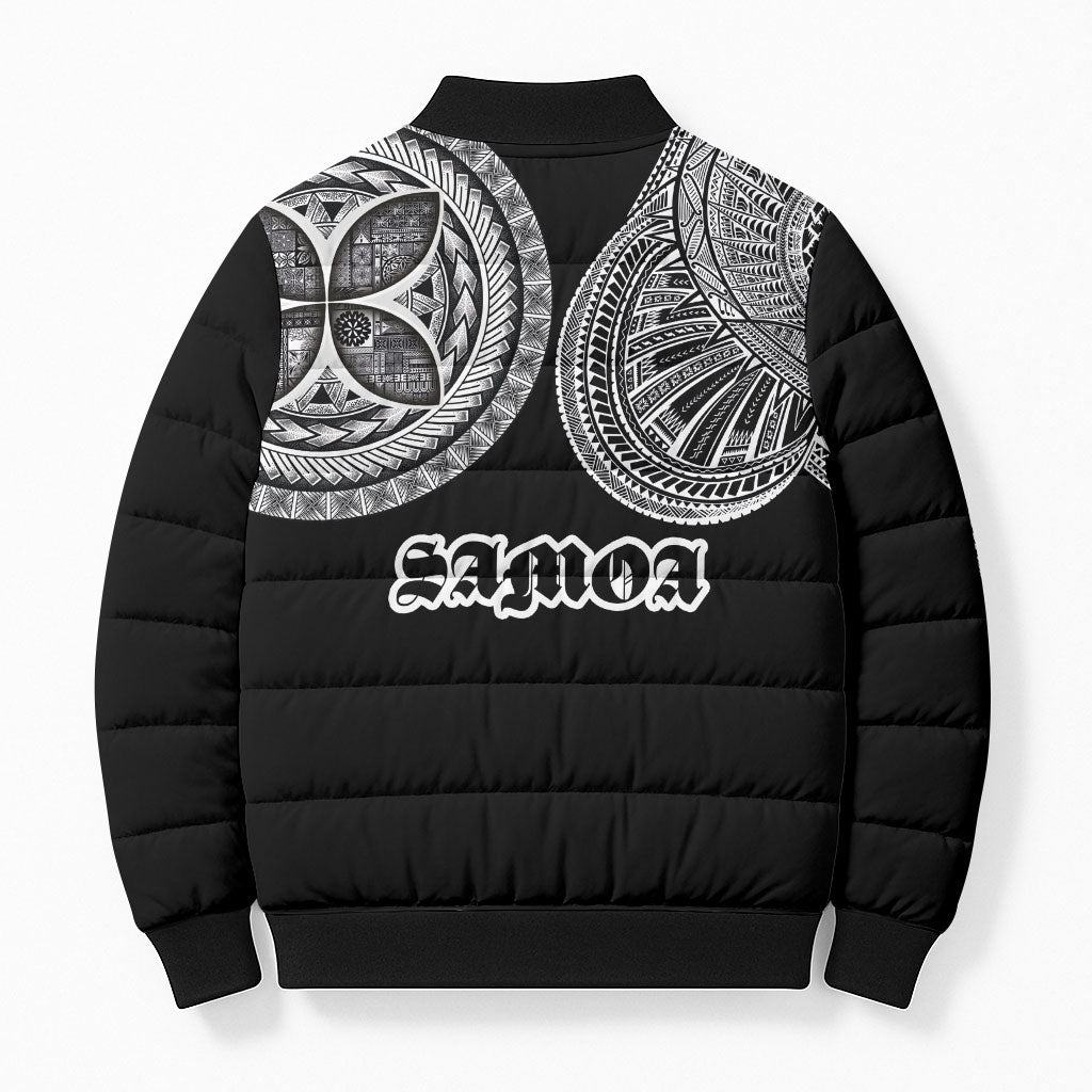Samoa Traditional Tattoo Bomber Puffer Jacket Tribal Tatau Pattern