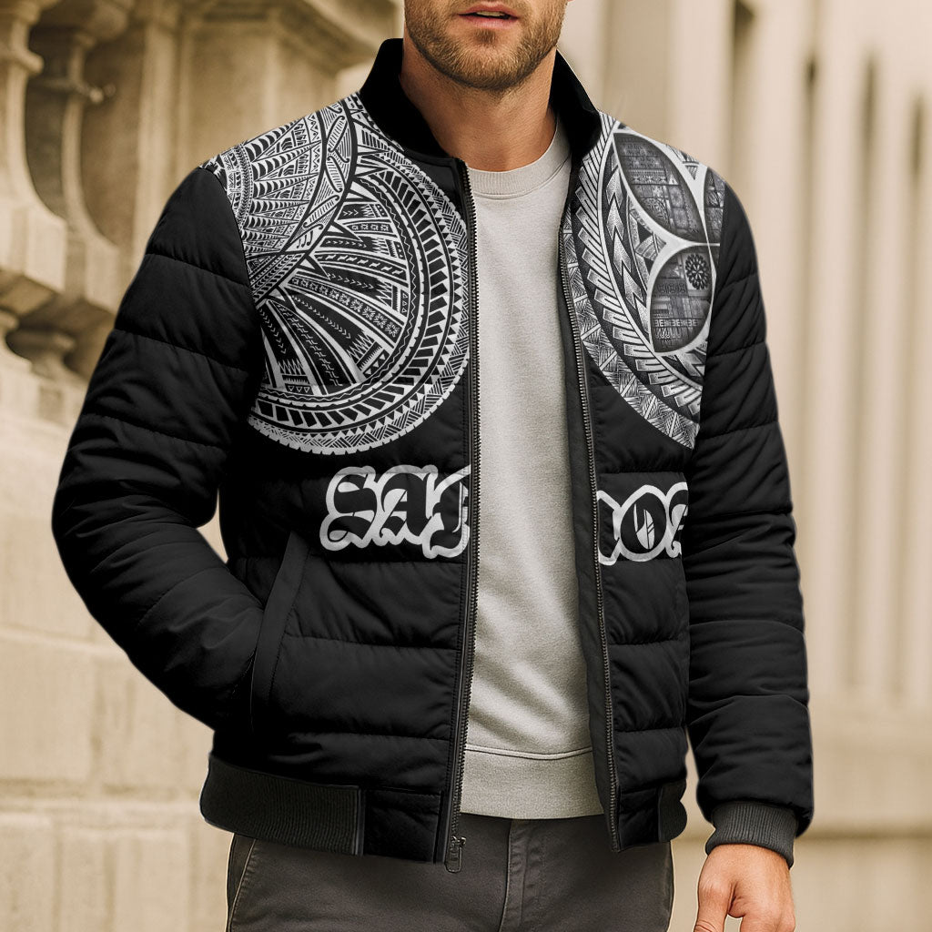 Samoa Traditional Tattoo Bomber Puffer Jacket Tribal Tatau Pattern