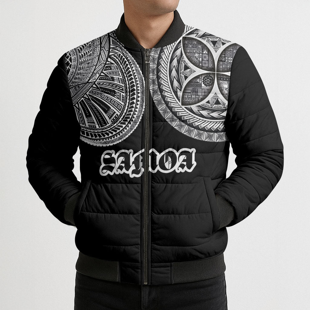 Samoa Traditional Tattoo Bomber Puffer Jacket Tribal Tatau Pattern