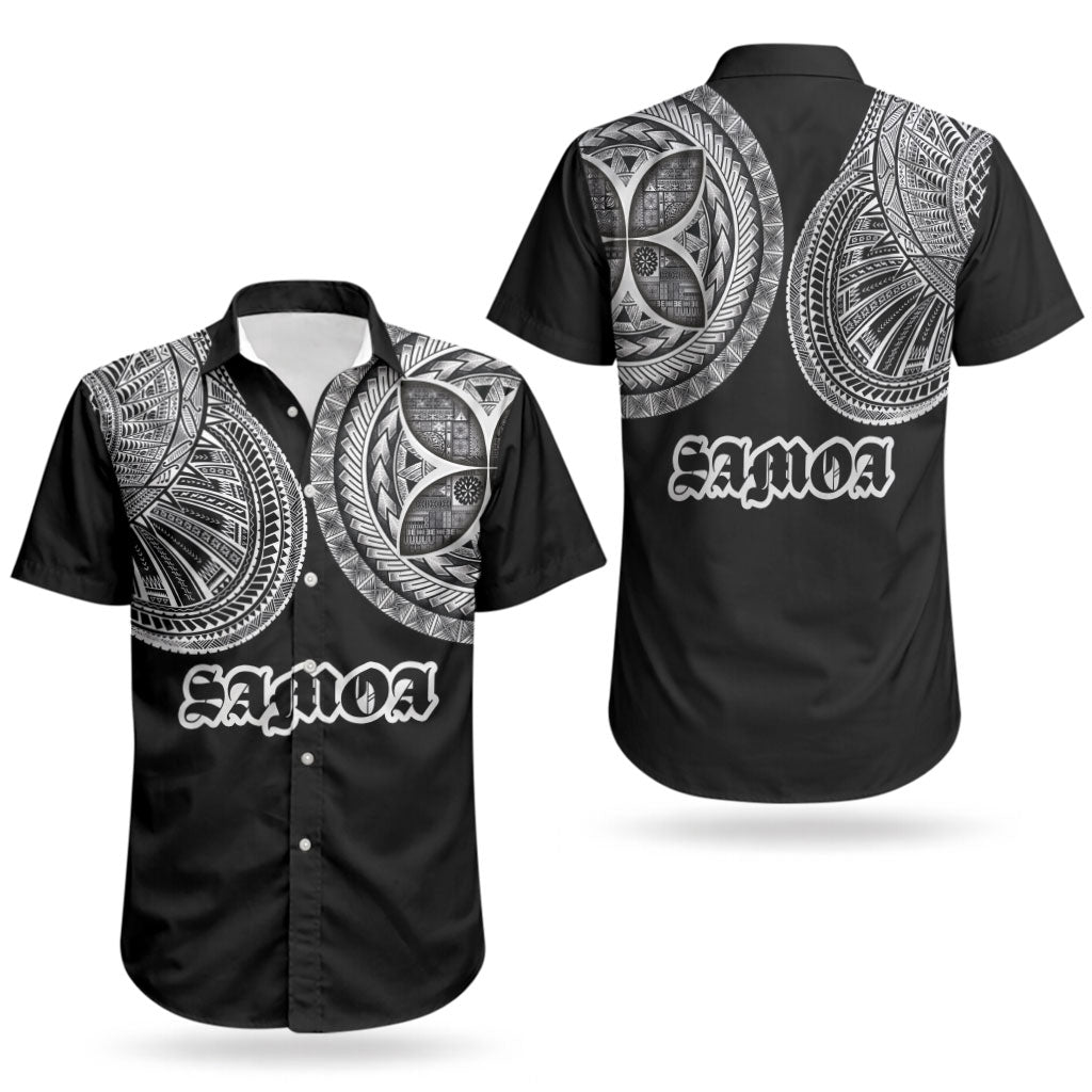 Samoa Traditional Tattoo Couples Matching Off Shoulder Maxi Dress and Hawaiian Shirt Tribal Tatau Pattern