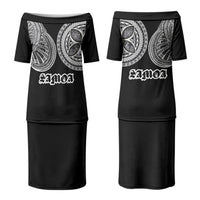 Samoa Traditional Tattoo Couples Matching Puletasi and Hawaiian Shirt Tribal Tatau Pattern