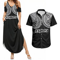 Samoa Traditional Tattoo Couples Matching Summer Maxi Dress and Hawaiian Shirt Tribal Tatau Pattern