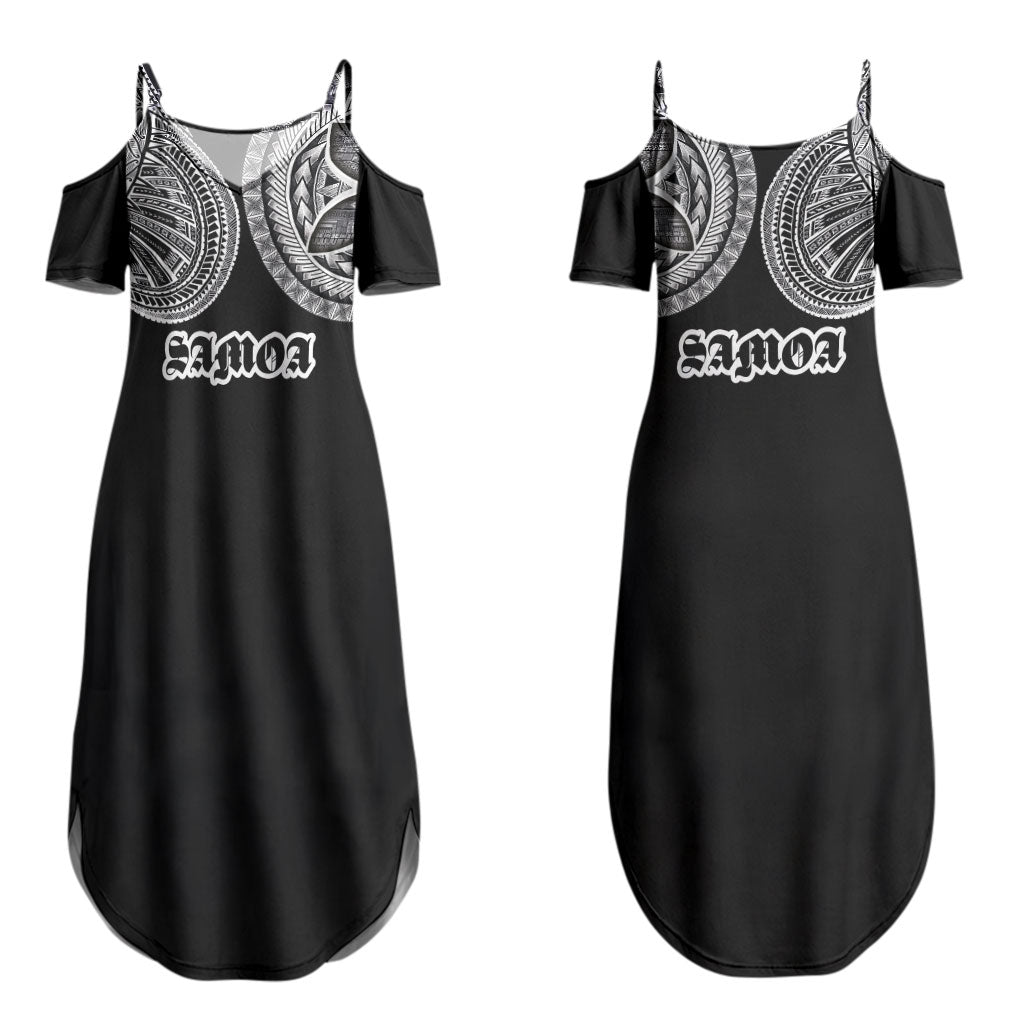 Samoa Traditional Tattoo Couples Matching Summer Maxi Dress and Hawaiian Shirt Tribal Tatau Pattern