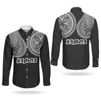 Samoa Traditional Tattoo Couples Matching Summer Maxi Dress and Long Sleeve Button Shirt Tribal Tatau Pattern