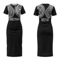 Samoa Traditional Tattoo Family Matching Short Sleeve Bodycon Dress and Hawaiian Shirt Tribal Tatau Pattern