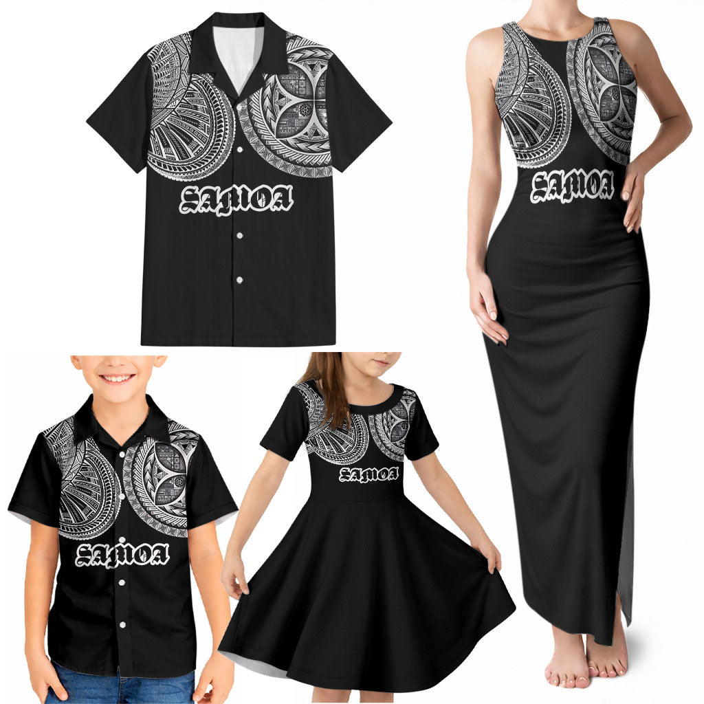 Samoa Traditional Tattoo Family Matching Tank Maxi Dress and Hawaiian Shirt Tribal Tatau Pattern