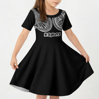Samoa Traditional Tattoo Kid Short Sleeve Dress Tribal Tatau Pattern
