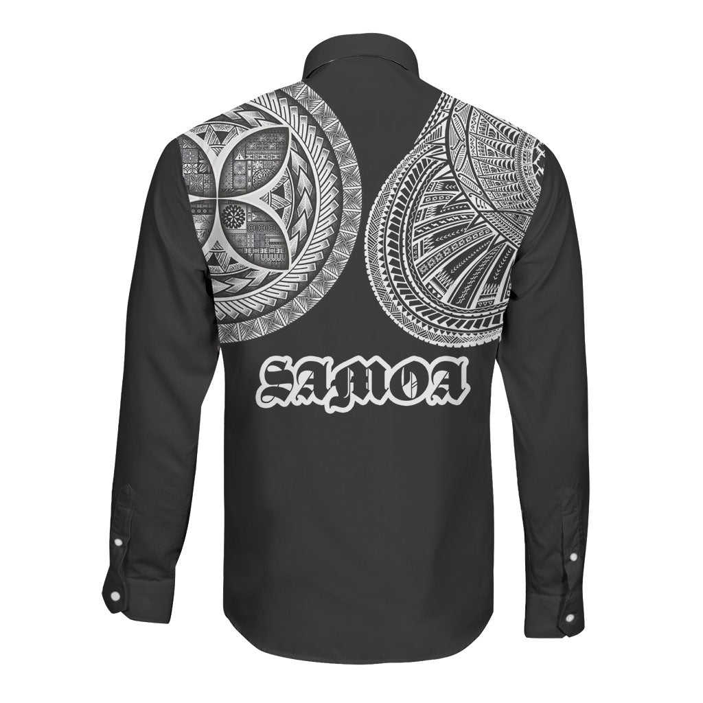 Samoa Traditional Tattoo Long Sleeve Button Shirt Tribal Tatau Pattern