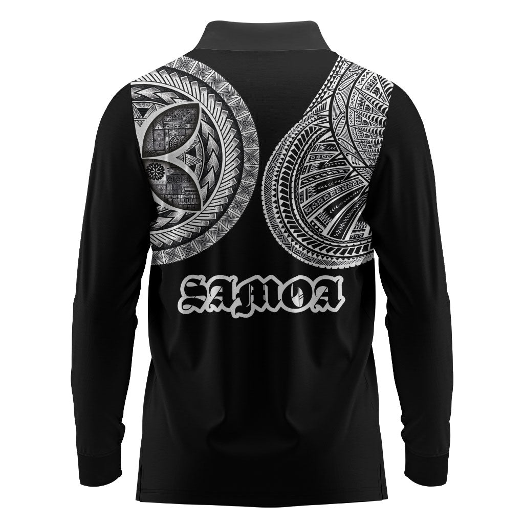 Samoa Traditional Tattoo Long Sleeve Polo Shirt Tribal Tatau Pattern