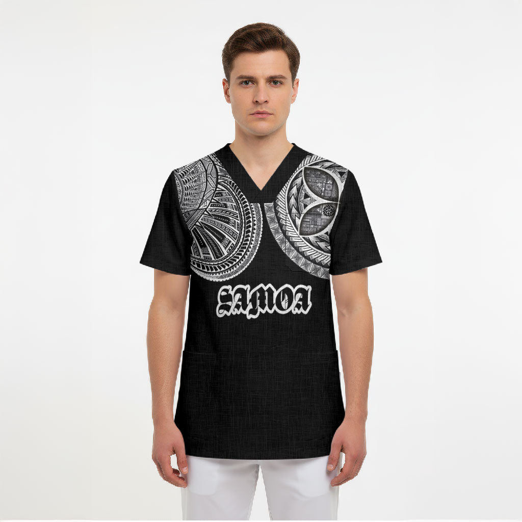 Samoa Traditional Tattoo Scrub Top Tribal Tatau Pattern