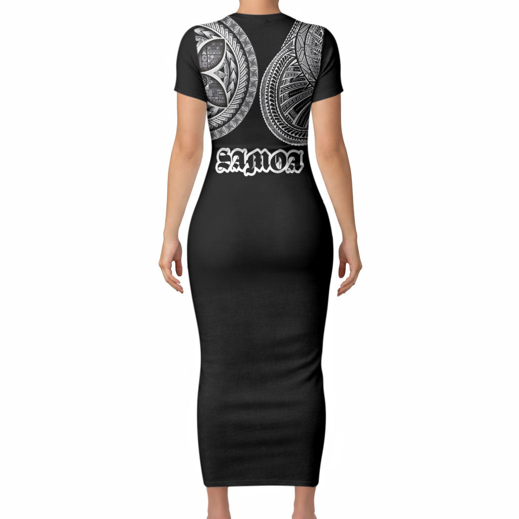 Samoa Traditional Tattoo Short Sleeve Bodycon Dress Tribal Tatau Pattern