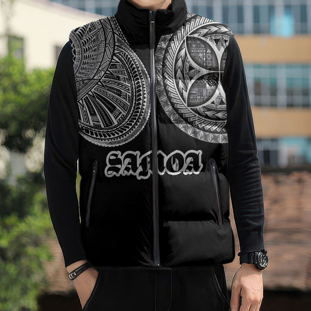 Samoa Traditional Tattoo Sleeveless Puffer Jacket Tribal Tatau Pattern