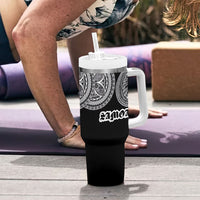 Samoa Traditional Tattoo Tumbler With Handle Tribal Tatau Pattern