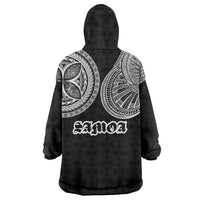 Samoa Traditional Tattoo Wearable Blanket Hoodie Tribal Tatau Pattern