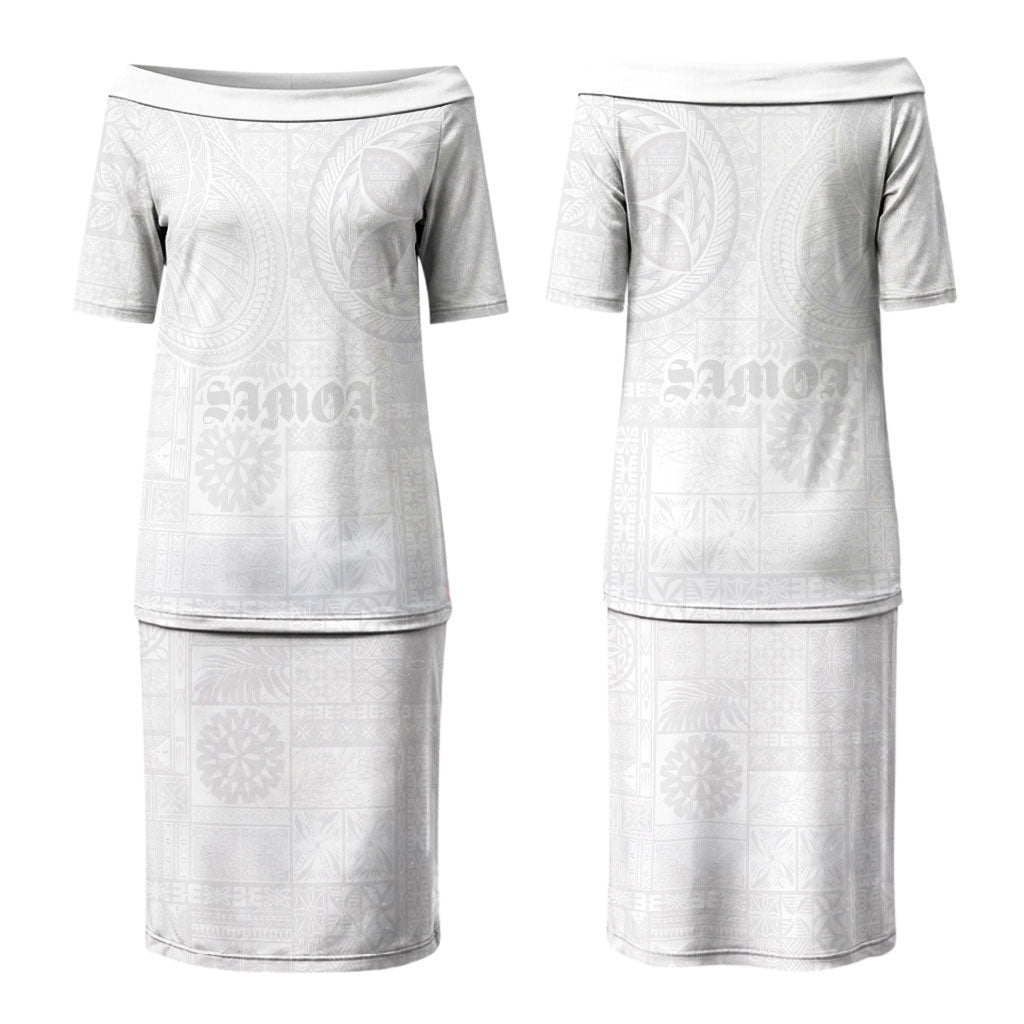 Samoa Lotu Tamaiti Couples Matching Puletasi and Long Sleeve Button Shirt Tribal Tatau with Siapo Pattern