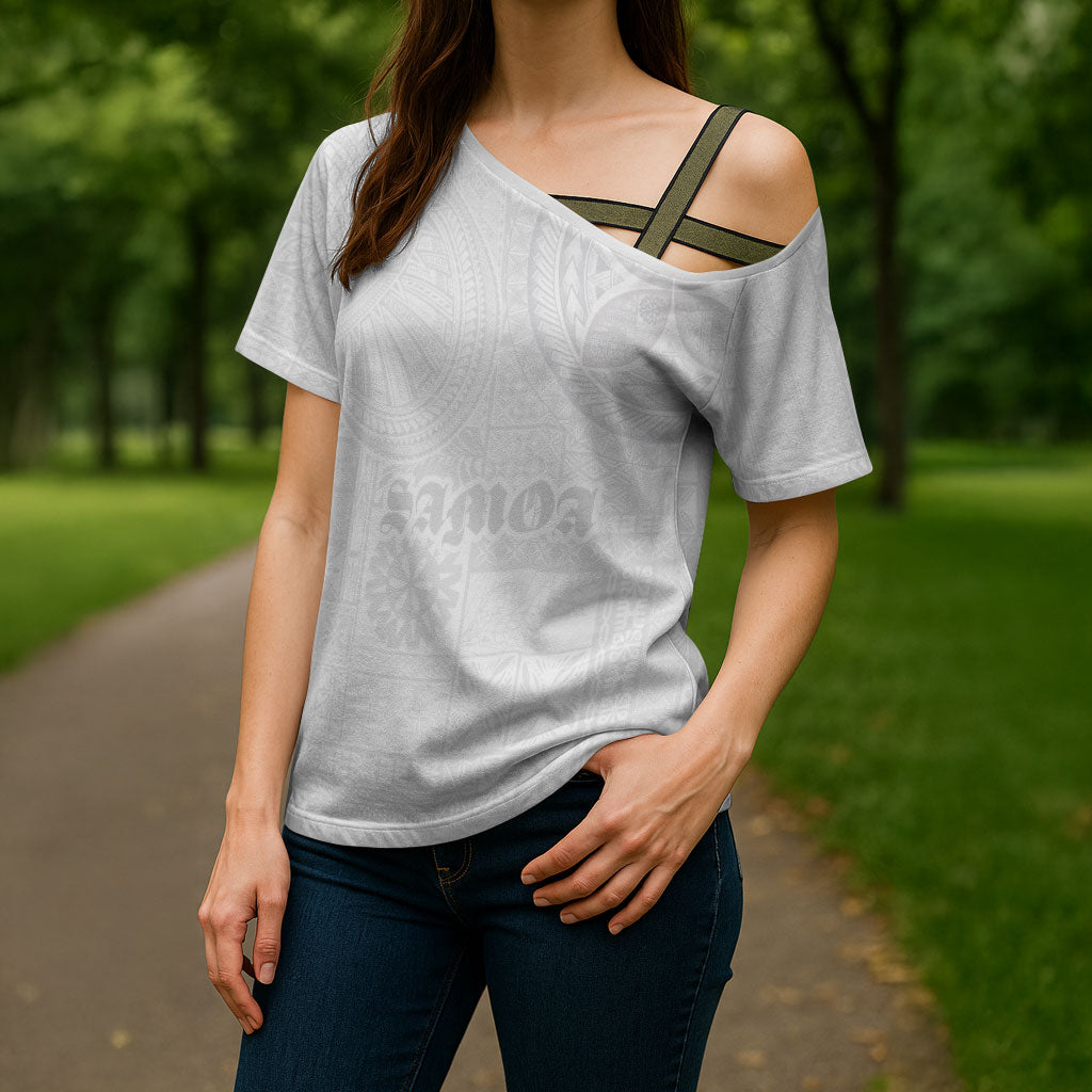 Samoa Lotu Tamaiti Cross Shoulder Shirt Tribal Tatau with Siapo Pattern