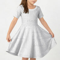 Samoa Lotu Tamaiti Kid Short Sleeve Dress Tribal Tatau with Siapo Pattern