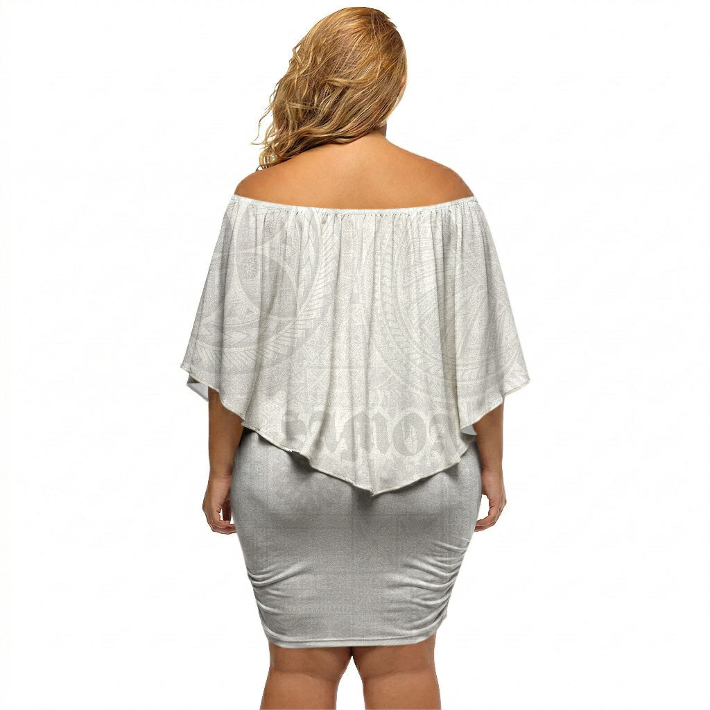 Samoa Lotu Tamaiti Off Shoulder Short Dress Tribal Tatau with Siapo Pattern