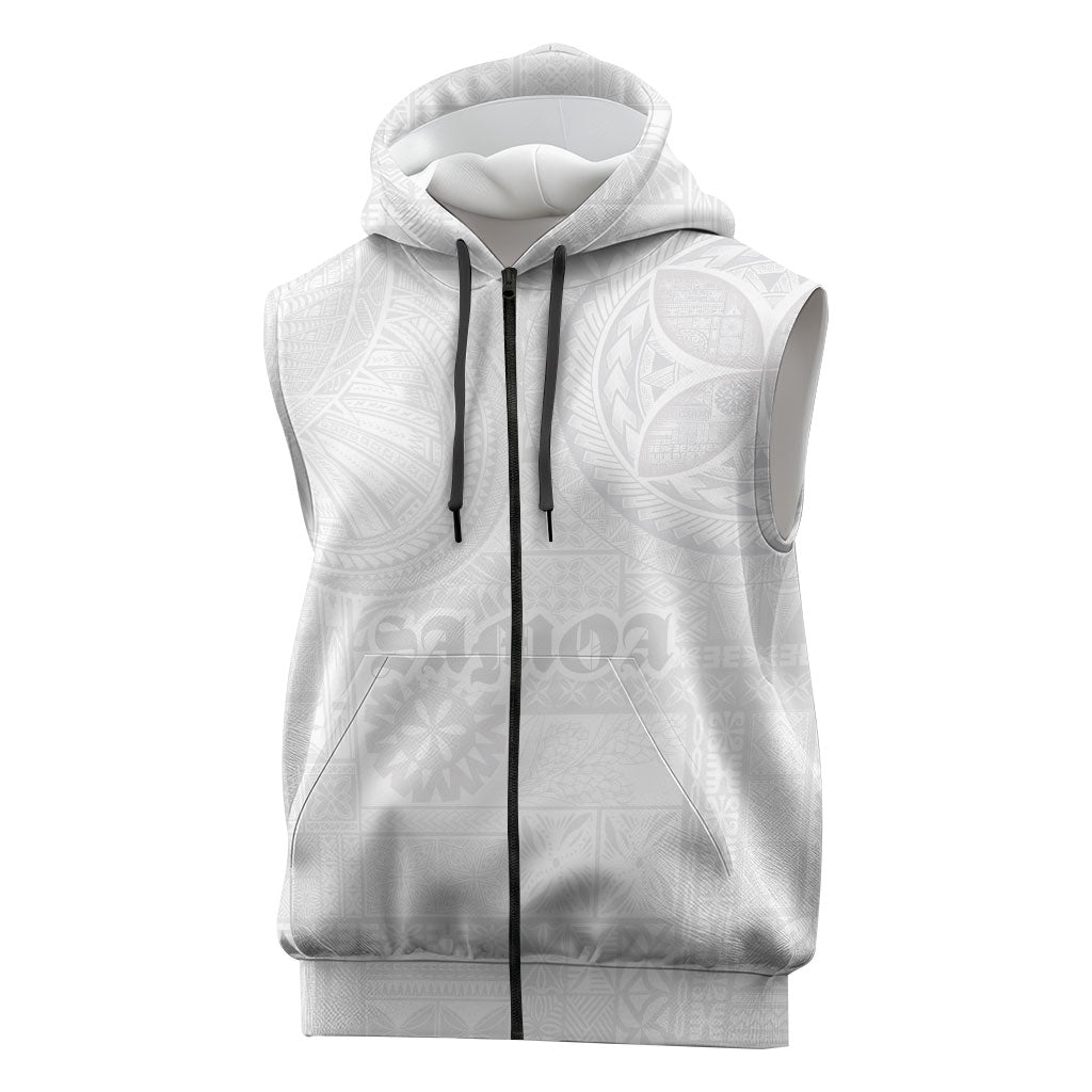 Samoa Lotu Tamaiti Sleeveless Zip Hoodie Tribal Tatau with Siapo Pattern