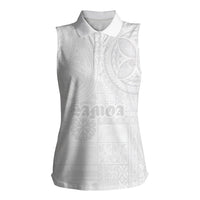 Samoa Lotu Tamaiti Women Sleeveless Polo Shirt Tribal Tatau with Siapo Pattern