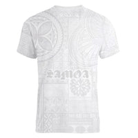 Samoa Lotu Tamaiti Women V-Neck T-Shirt Tribal Tatau with Siapo Pattern
