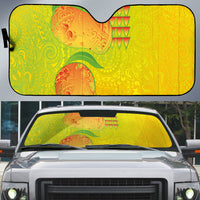 Hawaiian Mango Auto Sun Shade Polynesian Art Pattern and Kakau Tattoo