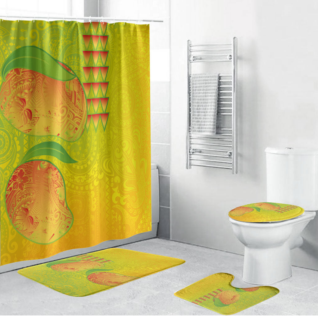 Hawaiian Mango Bathroom Set Polynesian Art Pattern and Kakau Tattoo LT03 Bathroom Set (4 pcs) Yellow - Polynesian Pride