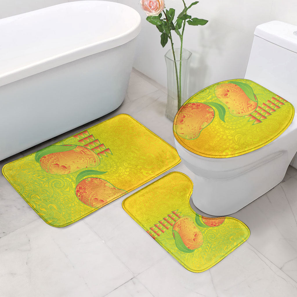 Hawaiian Mango Bathroom Set Polynesian Art Pattern and Kakau Tattoo