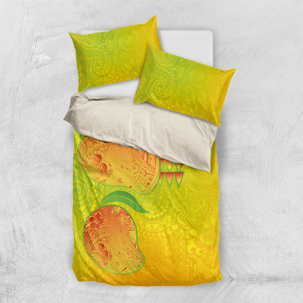 Hawaiian Mango Bedding Set Polynesian Art Pattern and Kakau Tattoo
