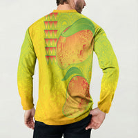 Hawaiian Mango Button Sweatshirt Polynesian Art Pattern and Kakau Tattoo