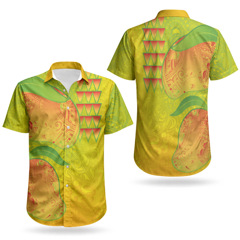 Hawaiian Mango Couples Matching Mermaid Dress and Hawaiian Shirt Polynesian Art Pattern and Kakau Tattoo