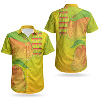 Hawaiian Mango Couples Matching Summer Maxi Dress and Hawaiian Shirt Polynesian Art Pattern and Kakau Tattoo