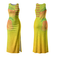 Hawaiian Mango Couples Matching Tank Maxi Dress and Long Sleeve Button Shirt Polynesian Art Pattern and Kakau Tattoo