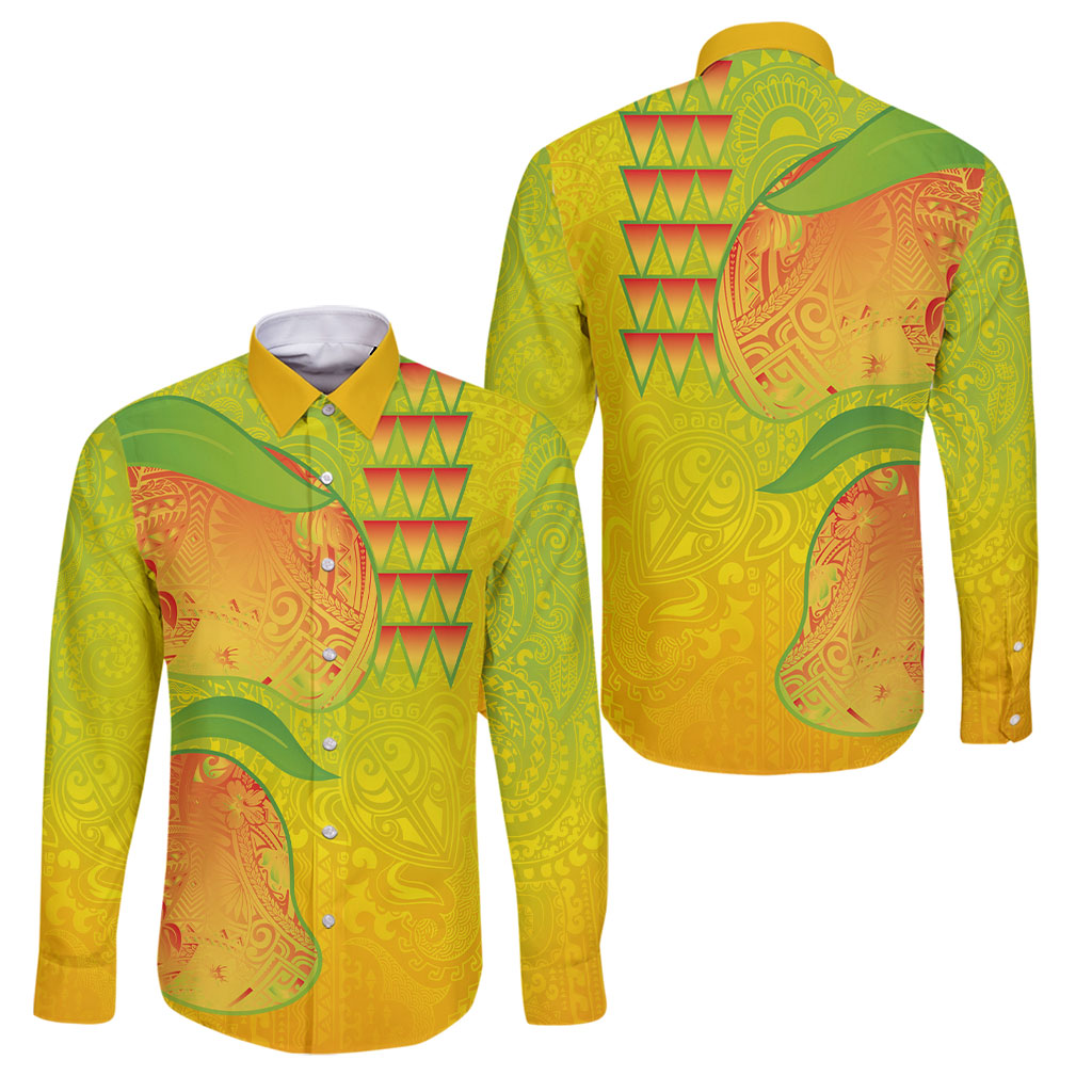Hawaiian Mango Family Matching Off The Shoulder Long Sleeve Dress and Hawaiian Shirt Polynesian Art Pattern and Kakau Tattoo