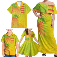 Hawaiian Mango Family Matching Off Shoulder Maxi Dress and Hawaiian Shirt Polynesian Art Pattern and Kakau Tattoo