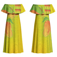 Hawaiian Mango Family Matching Off Shoulder Maxi Dress and Hawaiian Shirt Polynesian Art Pattern and Kakau Tattoo