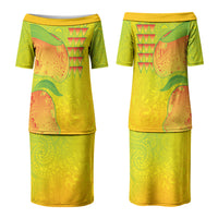 Hawaiian Mango Family Matching Puletasi and Hawaiian Shirt Polynesian Art Pattern and Kakau Tattoo