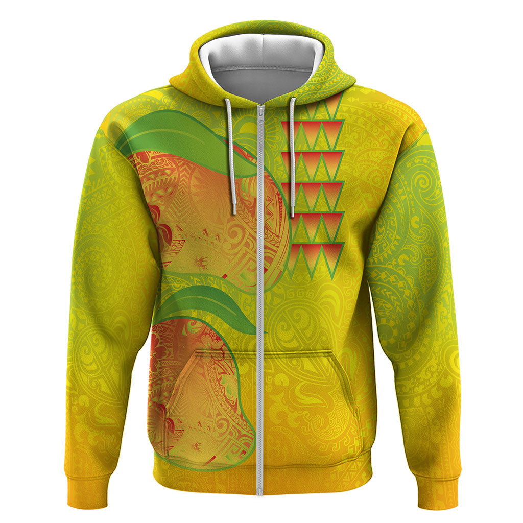 Hawaiian Mango Hoodie Polynesian Art Pattern and Kakau Tattoo