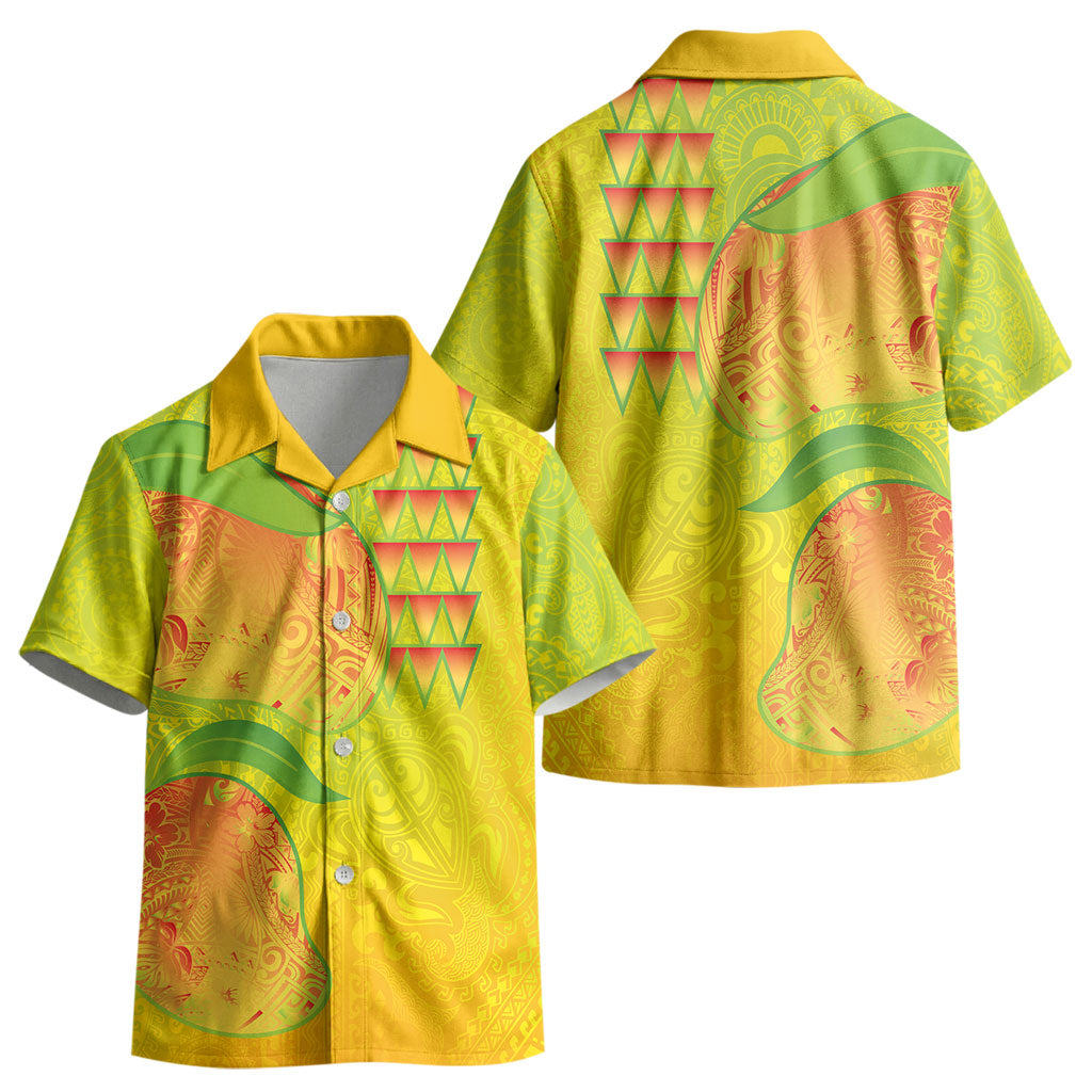 Hawaiian Mango Kid Hawaiian Shirt Polynesian Art Pattern and Kakau Tattoo